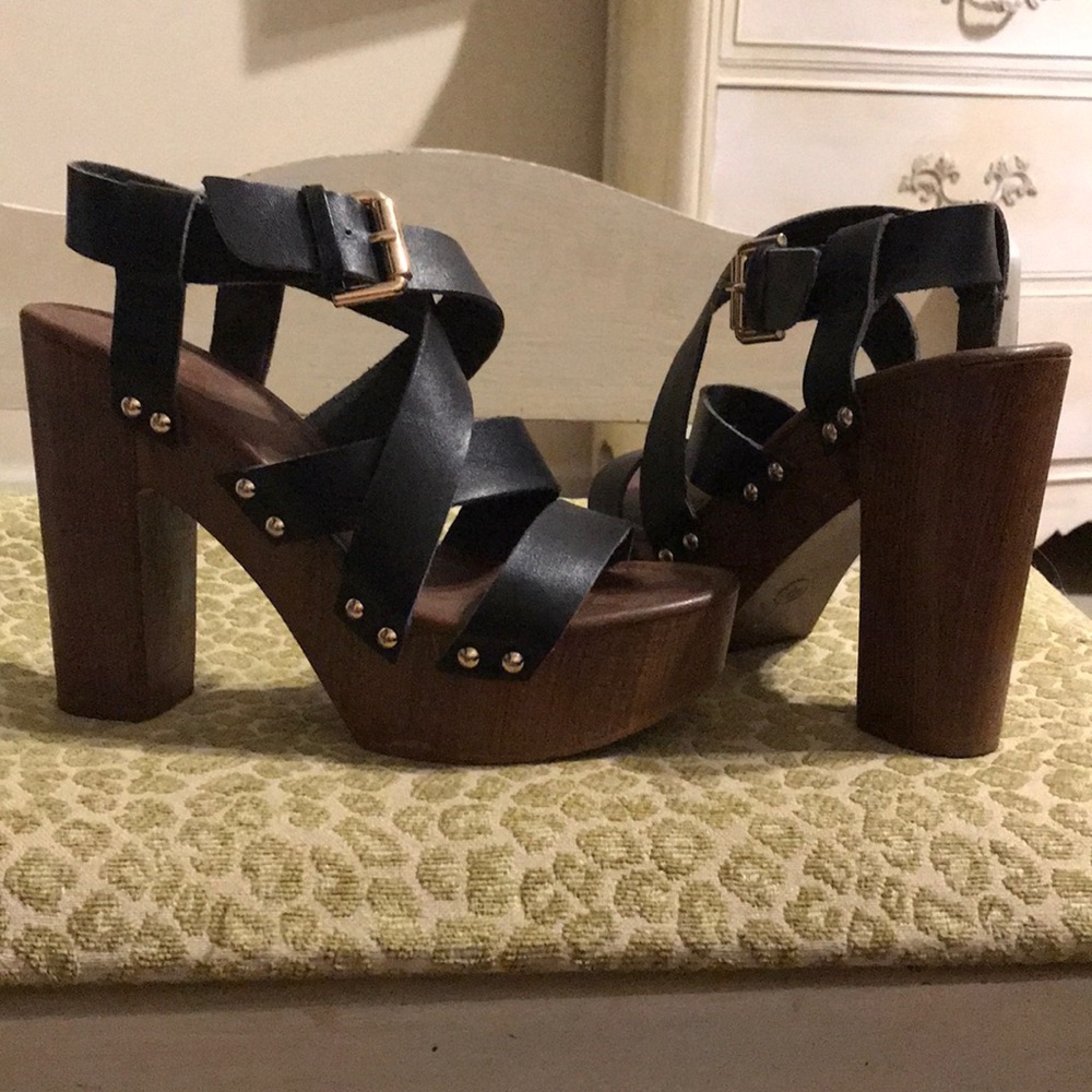 Black chunky heels